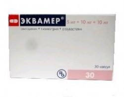Эквамер, капсулы 5 мг+10 мг+20 мг 30 шт (амлодипин+лизиноприл+розувастатин)